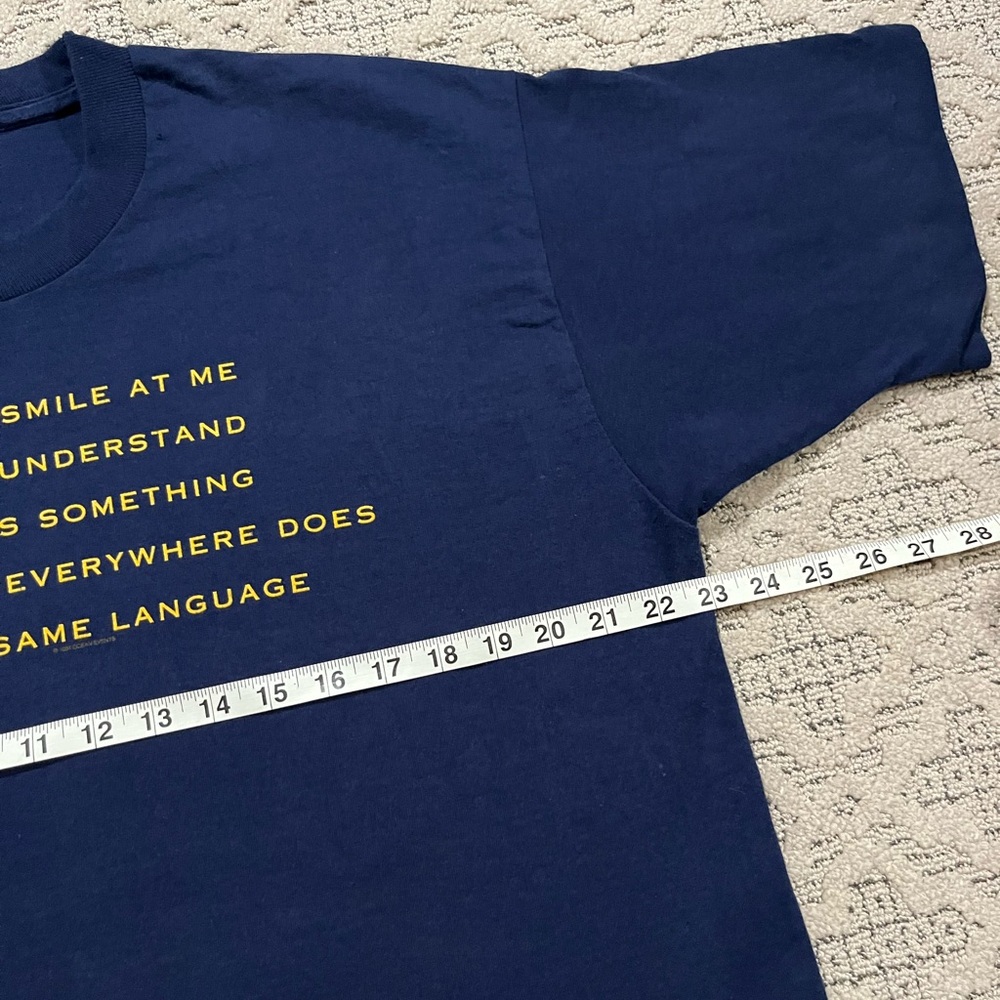 🎸 '94 Crosby, Stills, Nash Band Wooden Ships Lyrics Extreme Vintage Navy Lyric T - Picture 9 of 15